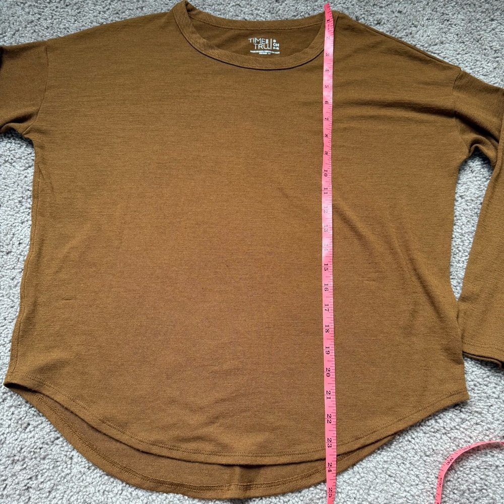 Time and Tru Brown Longsleeve Top Small 4-6 - Picture 4 of 6
